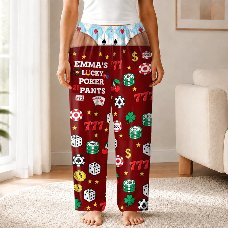 Custom Name Casino Poker Gifts for Couples - Personalized Pajama Pants