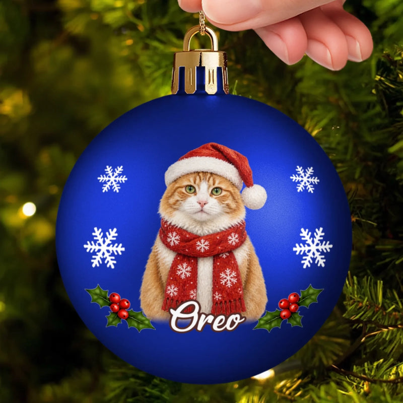 Custom Pet Photo Christmas Gifts for Dog and Cat Lovers - Personalized Full Wrap Ball Ornament