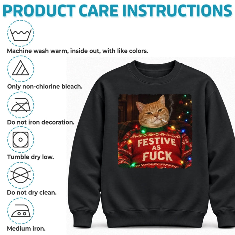 Custom Funny Naughty Pet Photo Christmas Gifts For Dog And Cat Lovers - Personalized Crewneck Pullover Sweatshirt