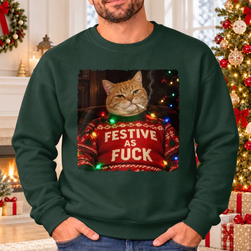Custom Funny Naughty Pet Photo Christmas Gifts For Dog And Cat Lovers - Personalized Crewneck Pullover Sweatshirt