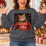 Custom Funny Naughty Pet Photo Christmas Gifts For Dog And Cat Lovers - Personalized Crewneck Pullover Sweatshirt