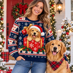 Custom Pet Photo Christmas Gift Box Gifts For Dog And Cat Lovers, Pet Lovers - Personalized Ugly Sweatshirt