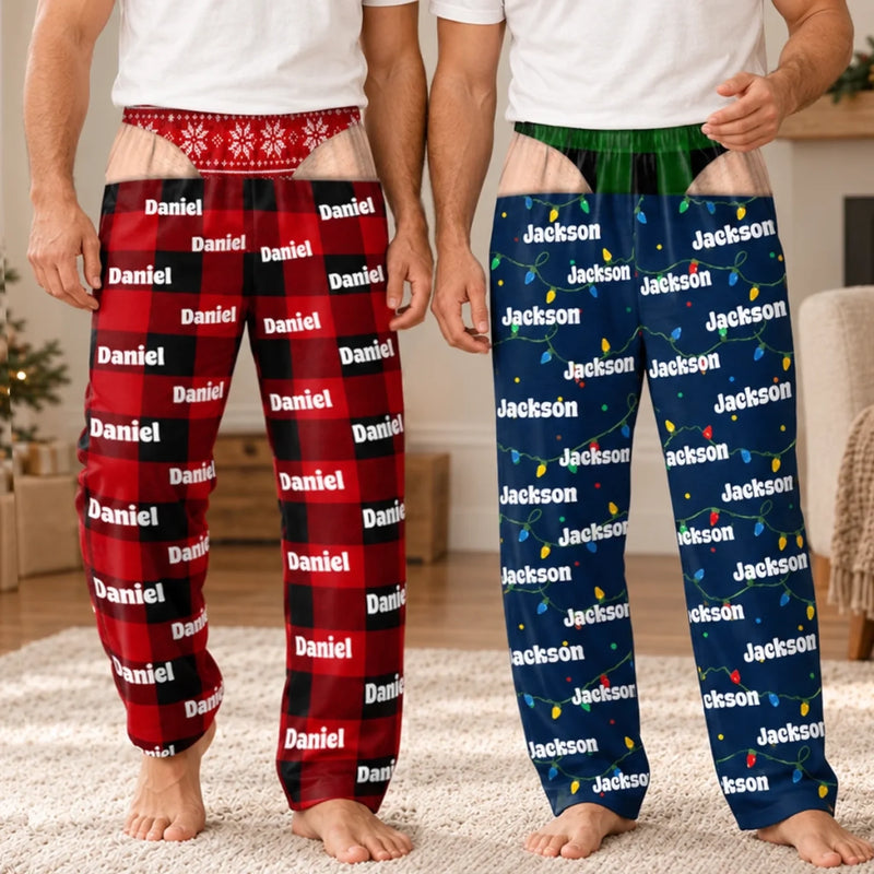 Custom Name Buffalo Plaid Gifts for Men - Personalized Pajama Pants