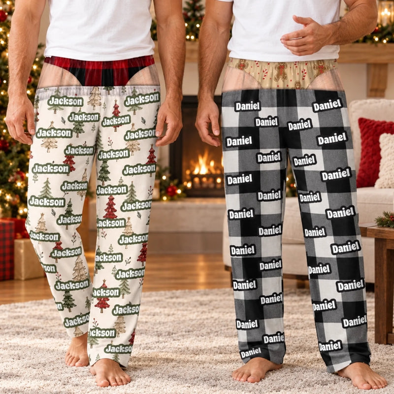 Custom Name Buffalo Plaid Gifts for Men - Personalized Pajama Pants