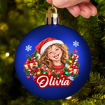 Custom Photo Christmas Child Portrait Gifts - Personalized Full Wrap Ball Ornament