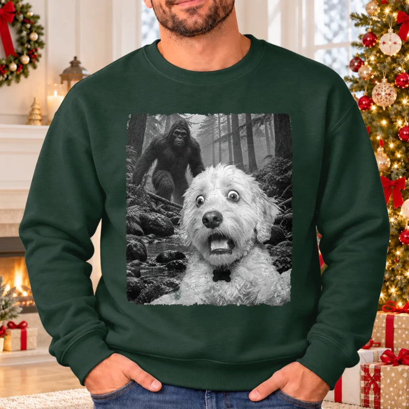 Custom Pet Photo Bigfoot Christmas Gifts For Dog And Cat Lovers - Personalized Crewneck Pullover Sweatshirt