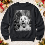 Custom Pet Photo Bigfoot Christmas Gifts For Dog And Cat Lovers - Personalized Crewneck Pullover Sweatshirt