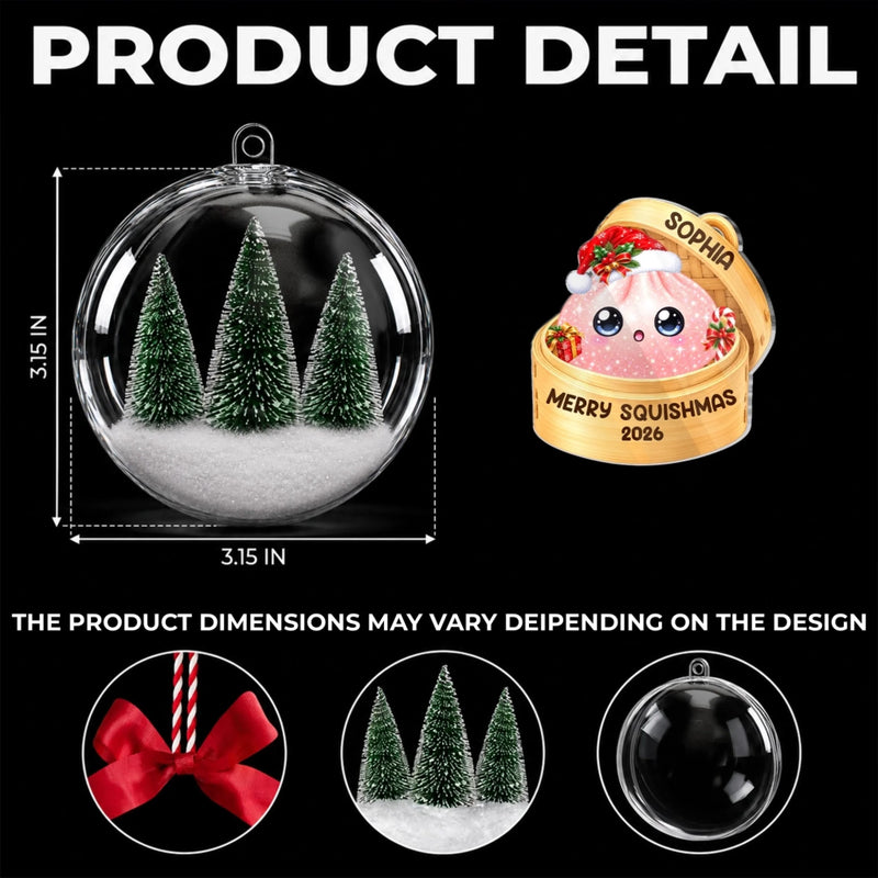 Custom Name Christmas Squishy Gifts - Personalized 3D Acrylic Ball Ornament