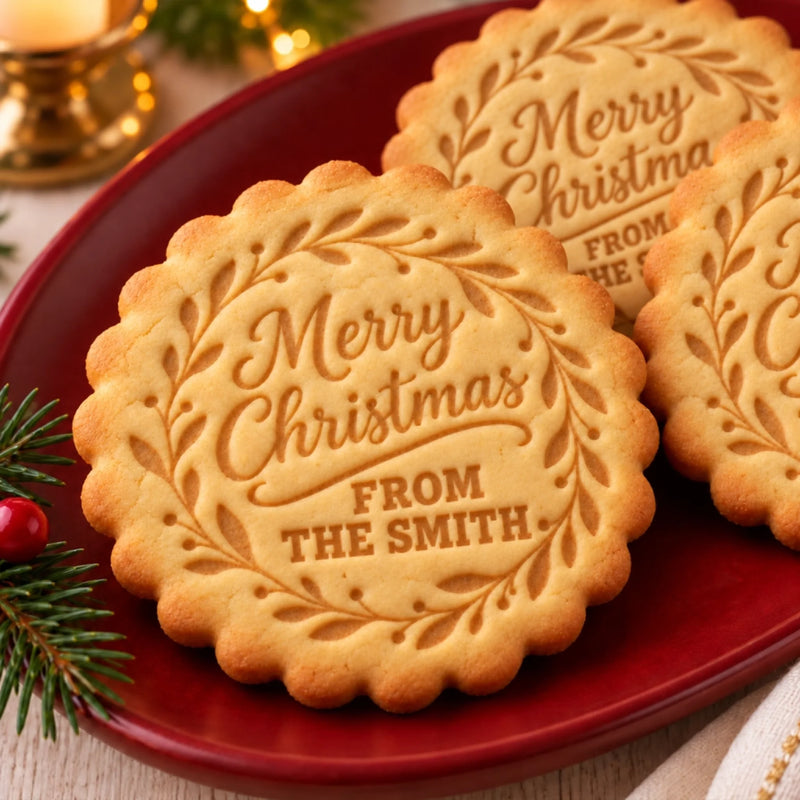Custom Family Name Merry Christmas Cookie Gifts - Personalized Cookie Stamp