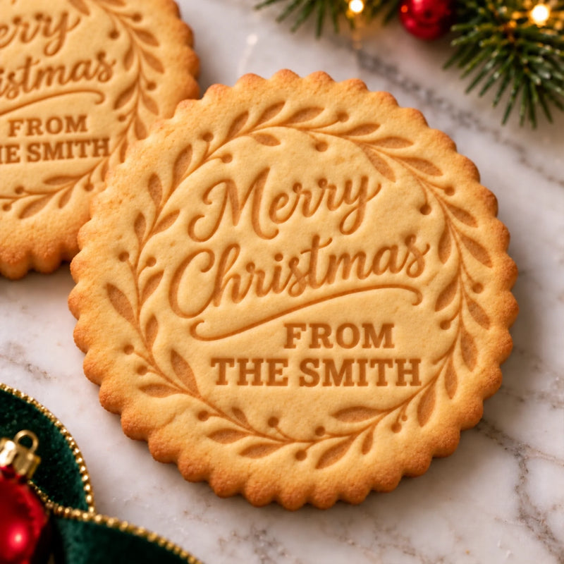 Custom Family Name Merry Christmas Cookie Gifts - Personalized Cookie Stamp