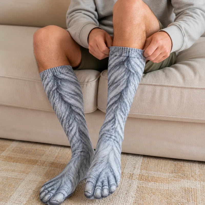 Custom Funny Hairy Feet Prank Gifts for Men and Women - Personalized Middle Tube Socks