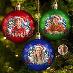 Custom Photo Christmas Family Gifts - Personalized Full Wrap Ball Ornament