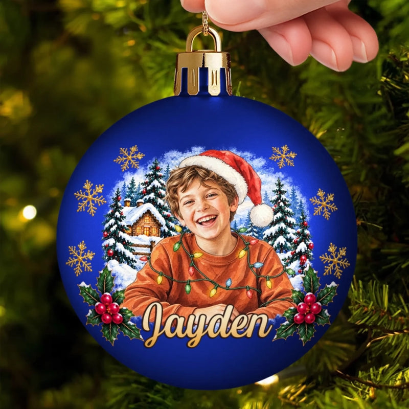Custom Photo Christmas Family Gifts - Personalized Full Wrap Ball Ornament