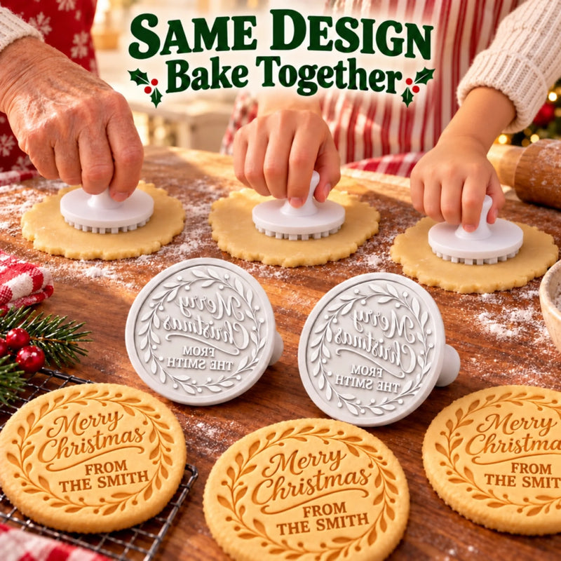 Custom Family Name Merry Christmas Cookie Gifts - Personalized Cookie Stamp