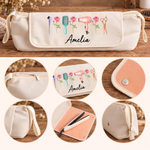 Custom Name Floral Hair Styling Gifts for Women - Personalized Hair Tools Travel Bag