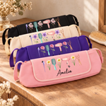 Custom Name Floral Hair Styling Gifts for Women - Personalized Hair Tools Travel Bag