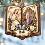 Custom Photo Angel Memorial Keepsake for Dad - Personalized Wooden Ornament