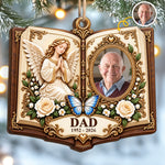 Custom Photo Angel Memorial Keepsake for Dad - Personalized Wooden Ornament