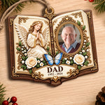 Custom Photo Angel Memorial Keepsake for Dad - Personalized Wooden Ornament