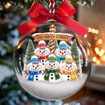 Custom Name Christmas Snowman Family Gifts - Personalized 3D Acrylic Ball Ornament