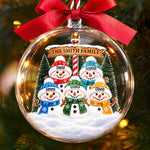 Custom Name Christmas Snowman Family Gifts - Personalized 3D Acrylic Ball Ornament