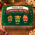 Custom Name Gingerbread Family Christmas Gifts - Personalized Metal Tin
