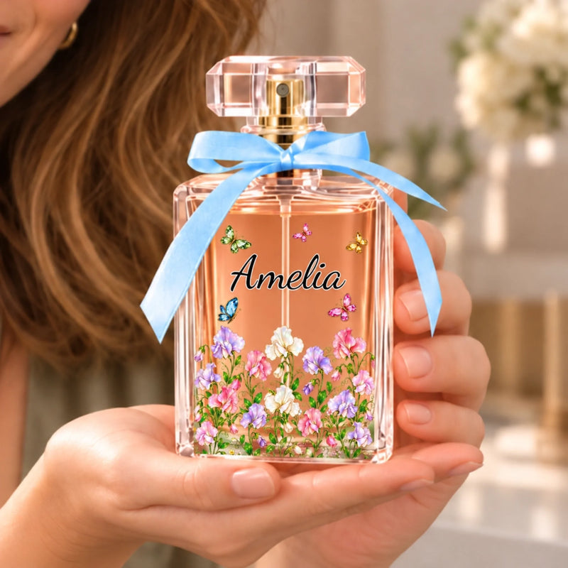 Custom Name Butterfly Flower Gifts For Women - Personalized Refillable Perfume Bottle