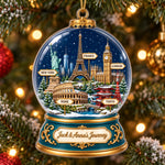 Custom Name World Travel Christmas Gifts for Couples - Personalized Acrylic Ornament