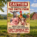 Custom Funny Farm Animal Warning Gifts - Personalized Metal Sign