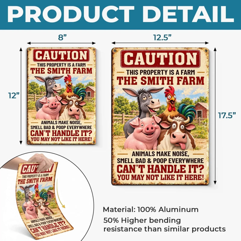 Custom Funny Farm Animal Warning Gifts - Personalized Metal Sign