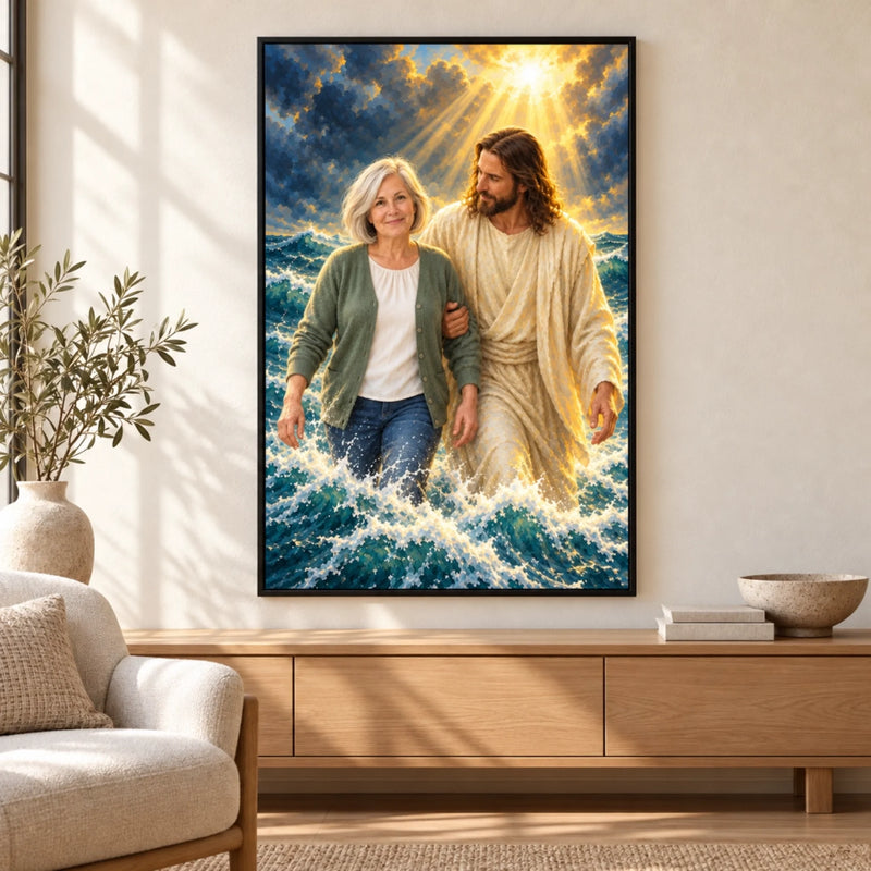 Custom Photo Jesus Portrait Gifts for Family - Personalized Poster