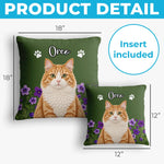 Custom Pet Photo and Name Floral Gifts for Dog and Cat Lovers - Personalized Pillow