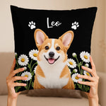 Custom Pet Photo and Name Floral Gifts for Dog and Cat Lovers - Personalized Pillow