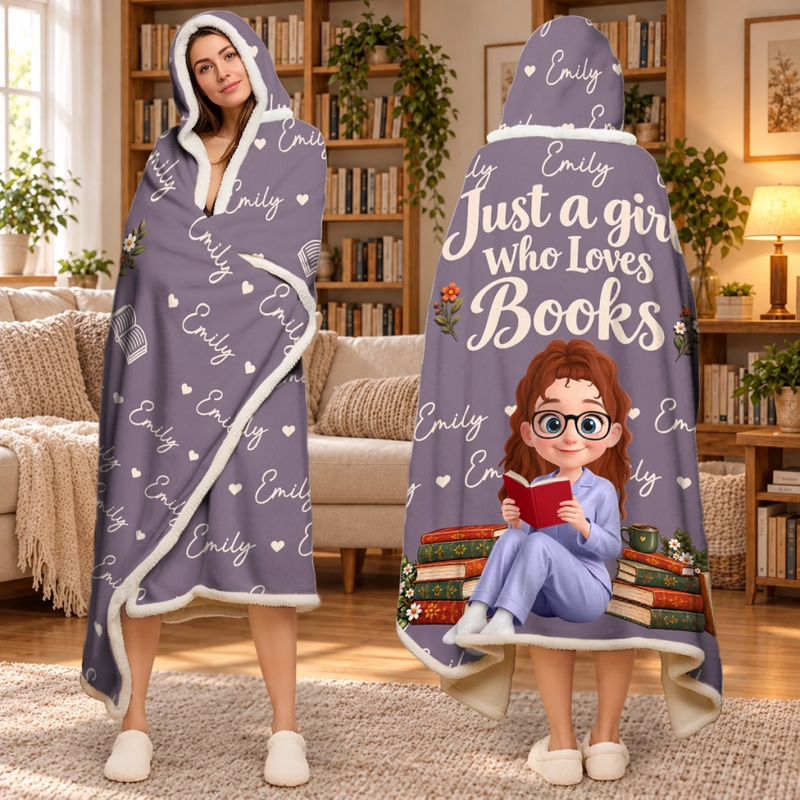 Custom Name Girl Who Loves Books Gifts For Book Lovers - Personalized Snuggle Blanket