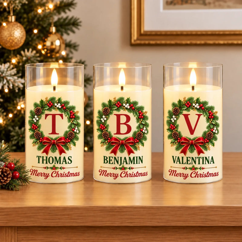 Custom Name Christmas Gifts for Families - Personalized LED Candle Light