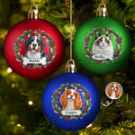Custom Pet Photo Christmas Wreath Gifts For Dog And Cat Lovers - Personalized Full Wrap Ball Ornament