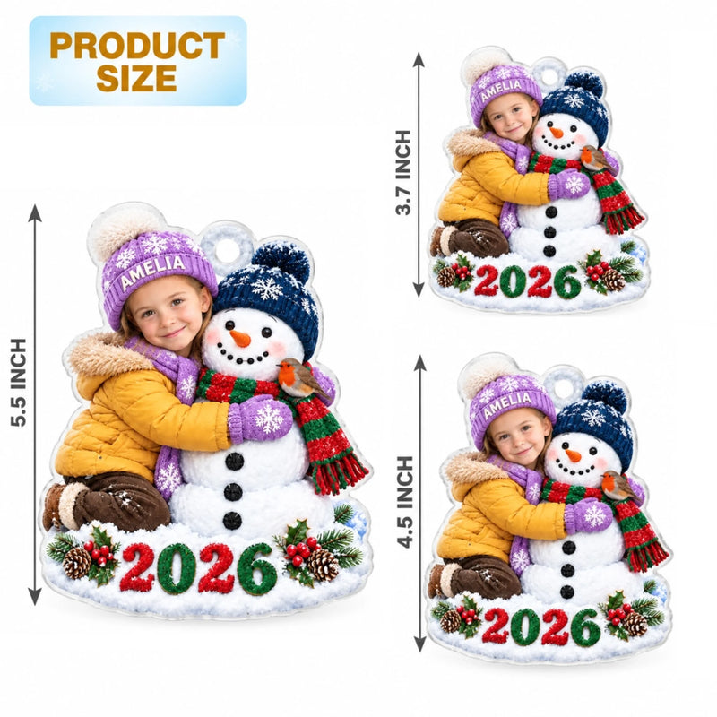 Custom Photo Christmas Snowman Gifts for Kids - Personalized Acrylic Ornament