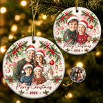 Custom Family Photo Christmas Keepsake - Personalized Ceramic Ornament