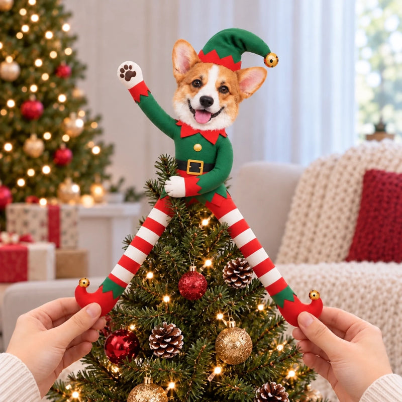 Custom Photo Christmas Elf Doll Gifts For Dog And Cat Lovers - Personalized Poseable Plush Doll