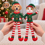 Custom Photo Christmas Elf Doll Gifts For Dog And Cat Lovers - Personalized Poseable Plush Doll