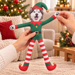 Custom Photo Christmas Elf Doll Gifts For Dog And Cat Lovers - Personalized Poseable Plush Doll