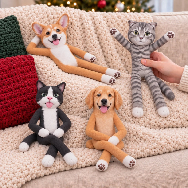 Custom Photo Funny Pet Christmas Gifts For Pet Lovers - Personalized Poseable Plush Doll