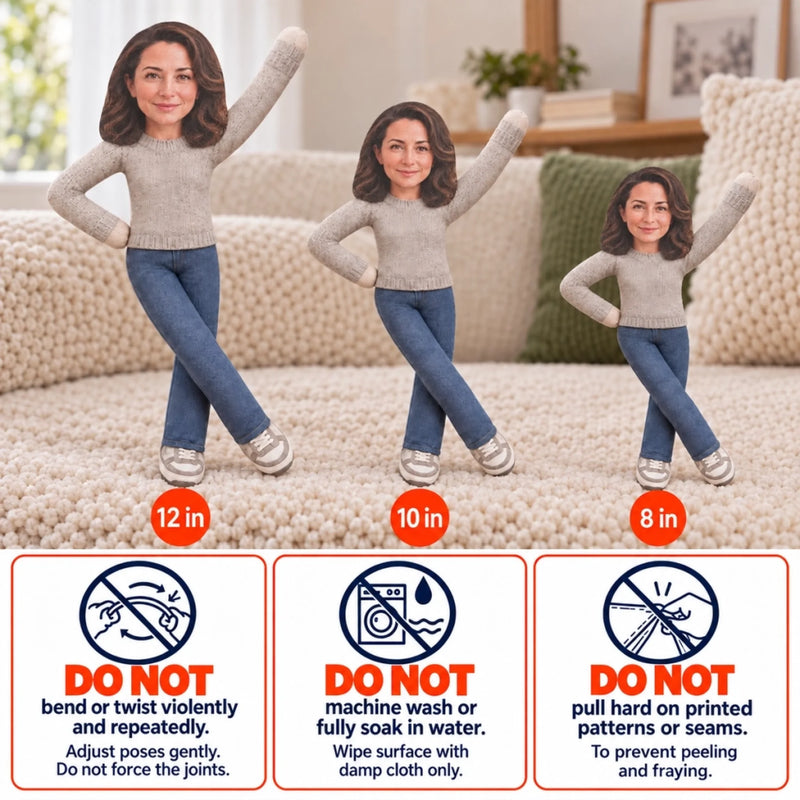 Custom Photo Bestie Gifts for Sisters, Coworkers And Family - Personalized Toy Poseable Plush Doll