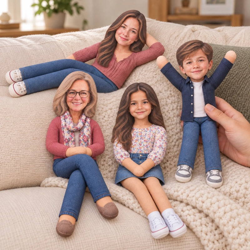 Custom Photo Bestie Gifts for Sisters, Coworkers And Family - Personalized Toy Poseable Plush Doll