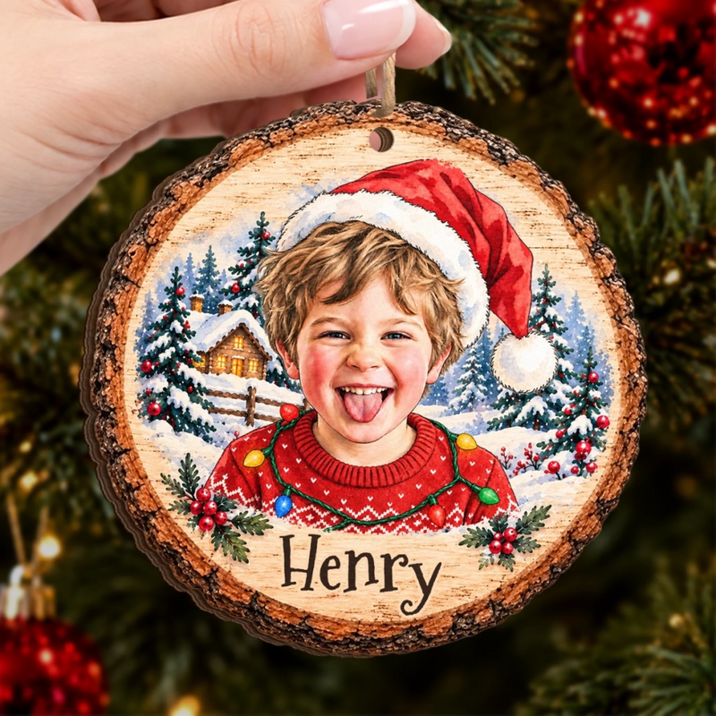 Custom Family Photo Christmas Keepsake Gifts - Personalized Ornament