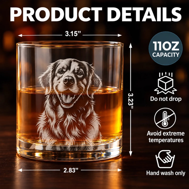 Custom Pet Photo Dog Lover Gift For Pet Lovers - Personalized Engraved Whiskey Glass