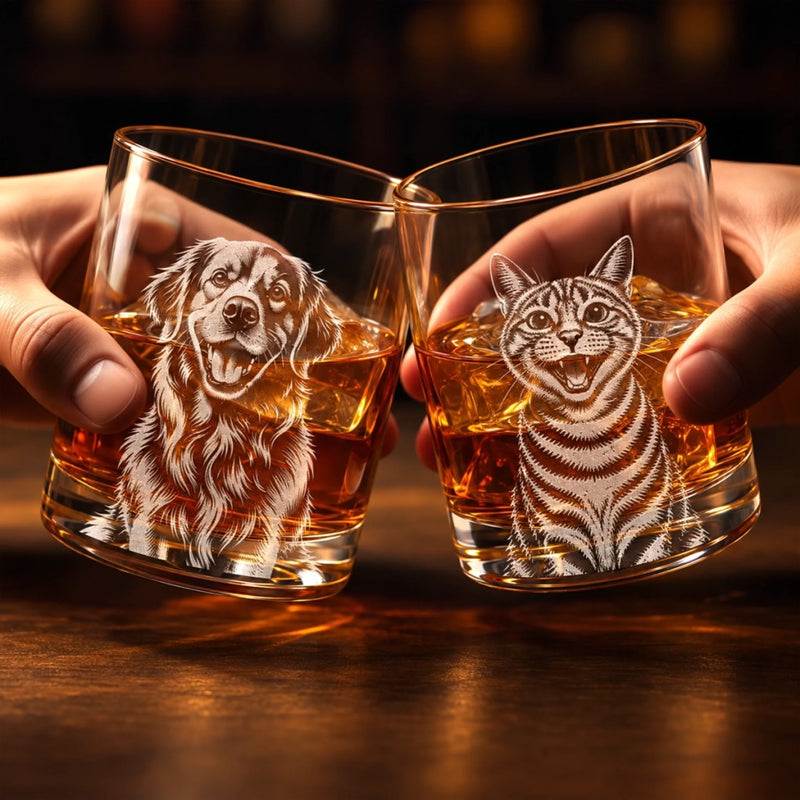 Custom Pet Photo Dog Lover Gift For Pet Lovers - Personalized Engraved Whiskey Glass