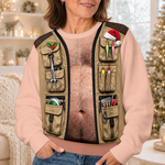 Custom Skin Tone Funny Christmas Fishing Vest Gifts for Men - Personalized Ugly Sweatshirt