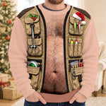 Custom Skin Tone Funny Christmas Fishing Vest Gifts for Men - Personalized Ugly Sweatshirt