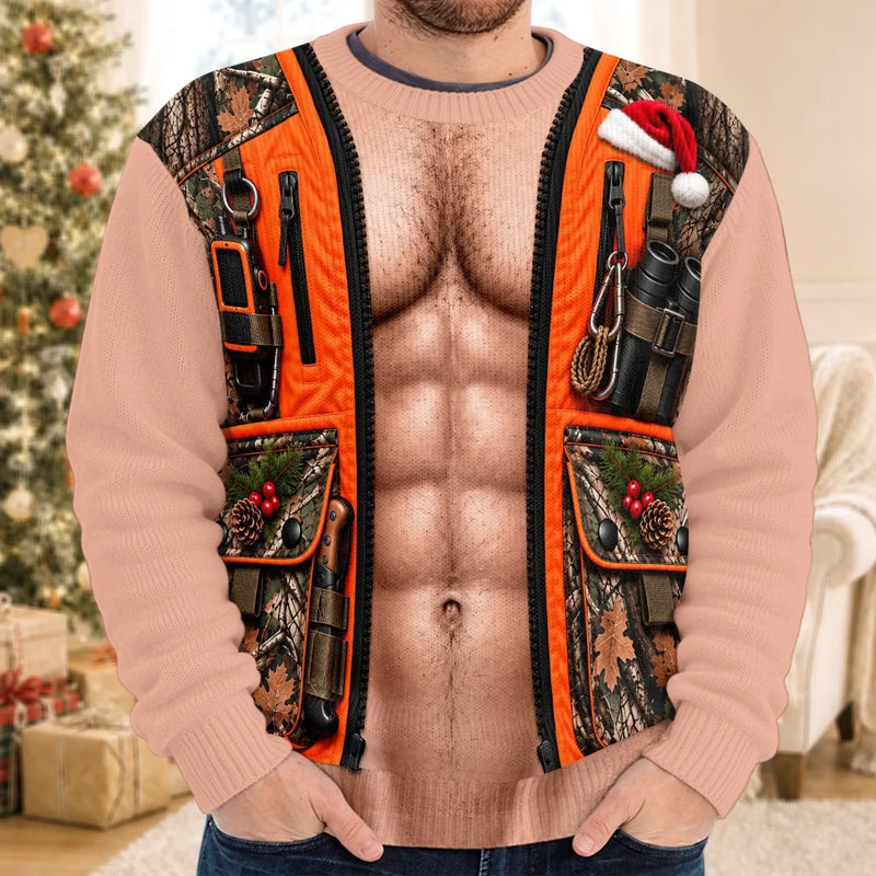 Custom Skin Tone Funny Christmas Hunting Vest Gifts for Couples - Personalized Ugly Sweatshirt